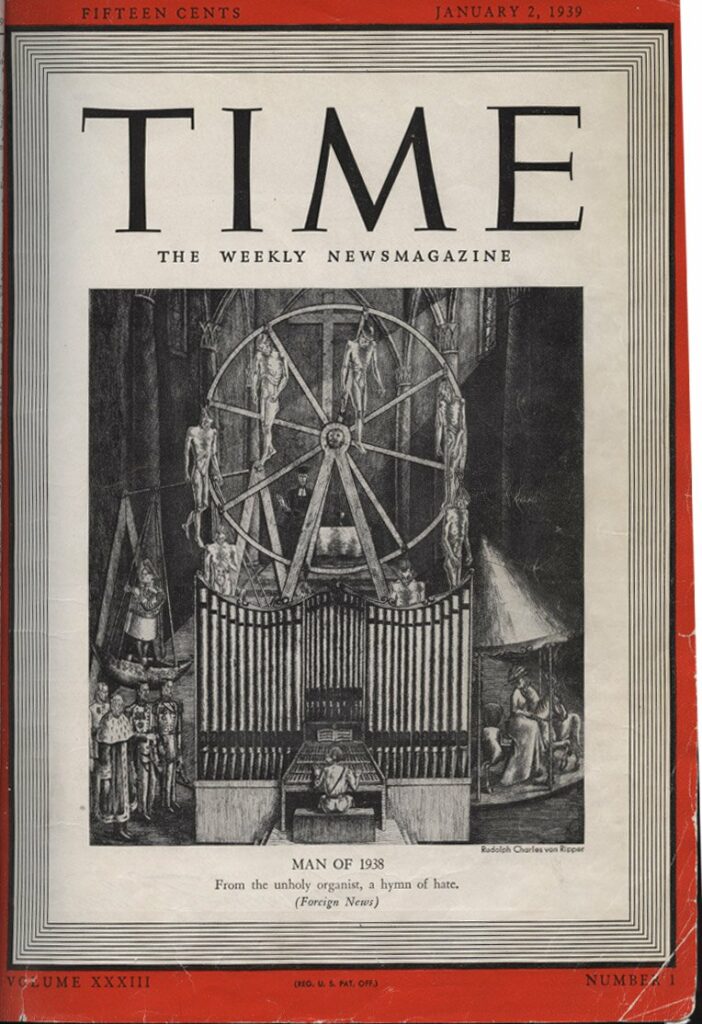 Das Titelbild des Time Magazine, das Adolf Hitler zum Mann des Jahres kürte - 1938